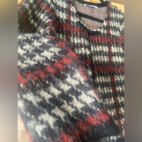 Cleo Houndstooth Long Open-Front Cardigan Size Medium - Picture 3 of 8